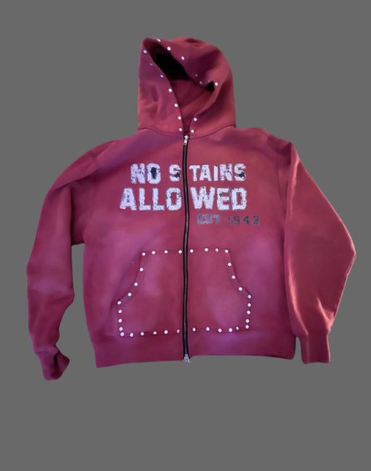 embezzled rhindestone pink acid washed hoodie